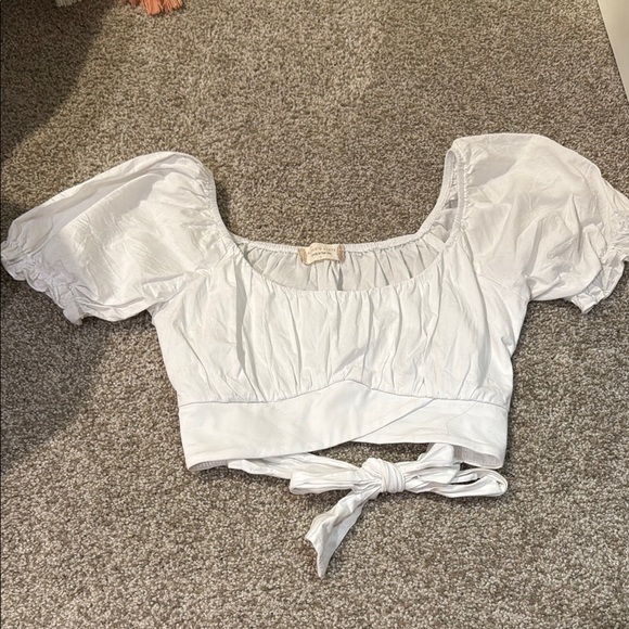 Altar'd State Cream Puff Sleeve Crop Blouse - Picture 1 of 1